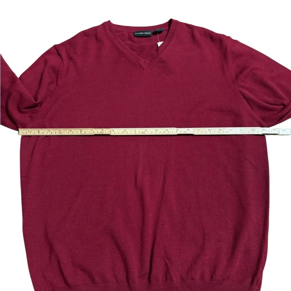 Daniel Gray 100%‎ Merino Wool V-Neck Sweater Men’s Size XL Maroon